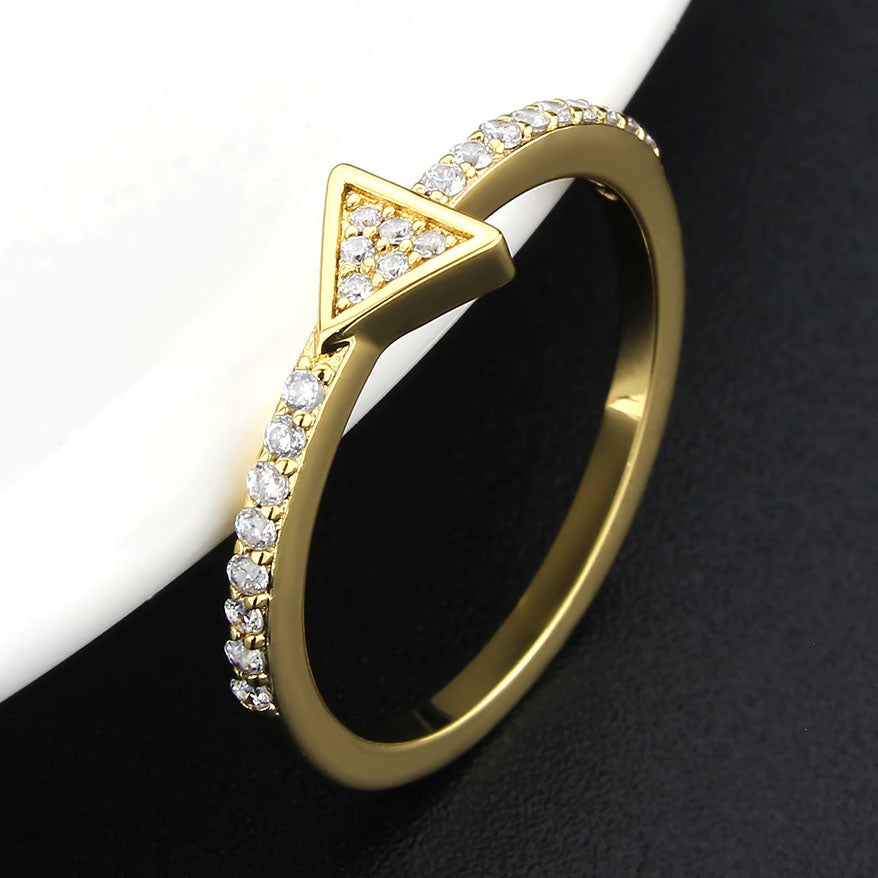 Flash Gold Brass Ring with AAA Grade CZ in Clear