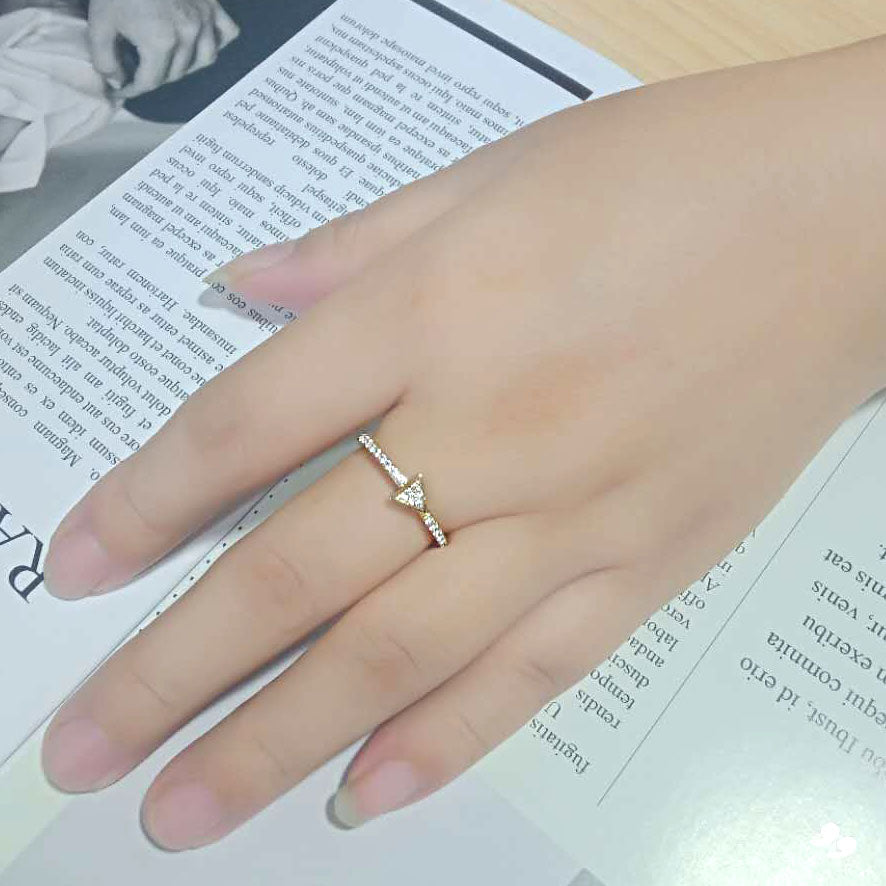 Flash Gold Brass Ring with AAA Grade CZ in Clear
