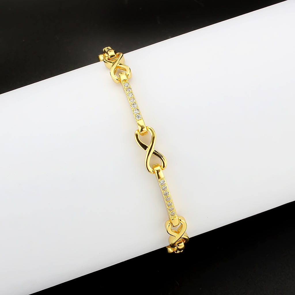 Flash Gold Brass Bracelet with AAA Grade CZ in Clear