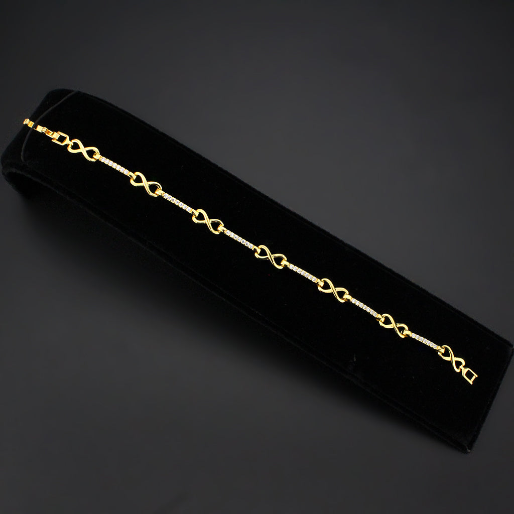 Flash Gold Brass Bracelet with AAA Grade CZ in Clear