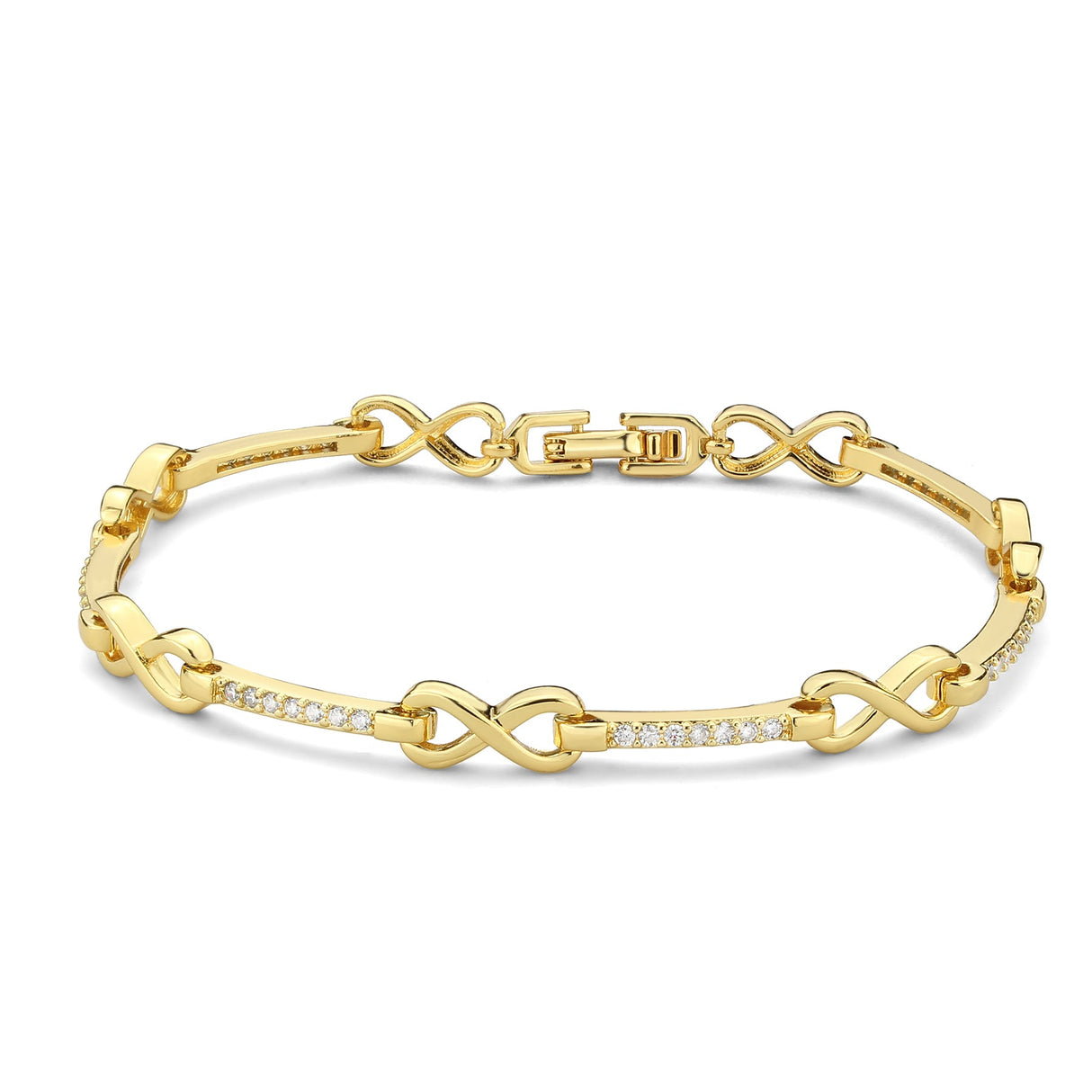 Flash Gold Brass Bracelet with AAA Grade CZ in Clear