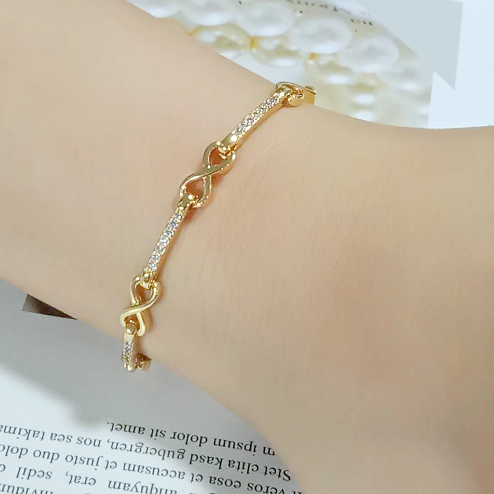 Flash Gold Brass Bracelet with AAA Grade CZ in Clear
