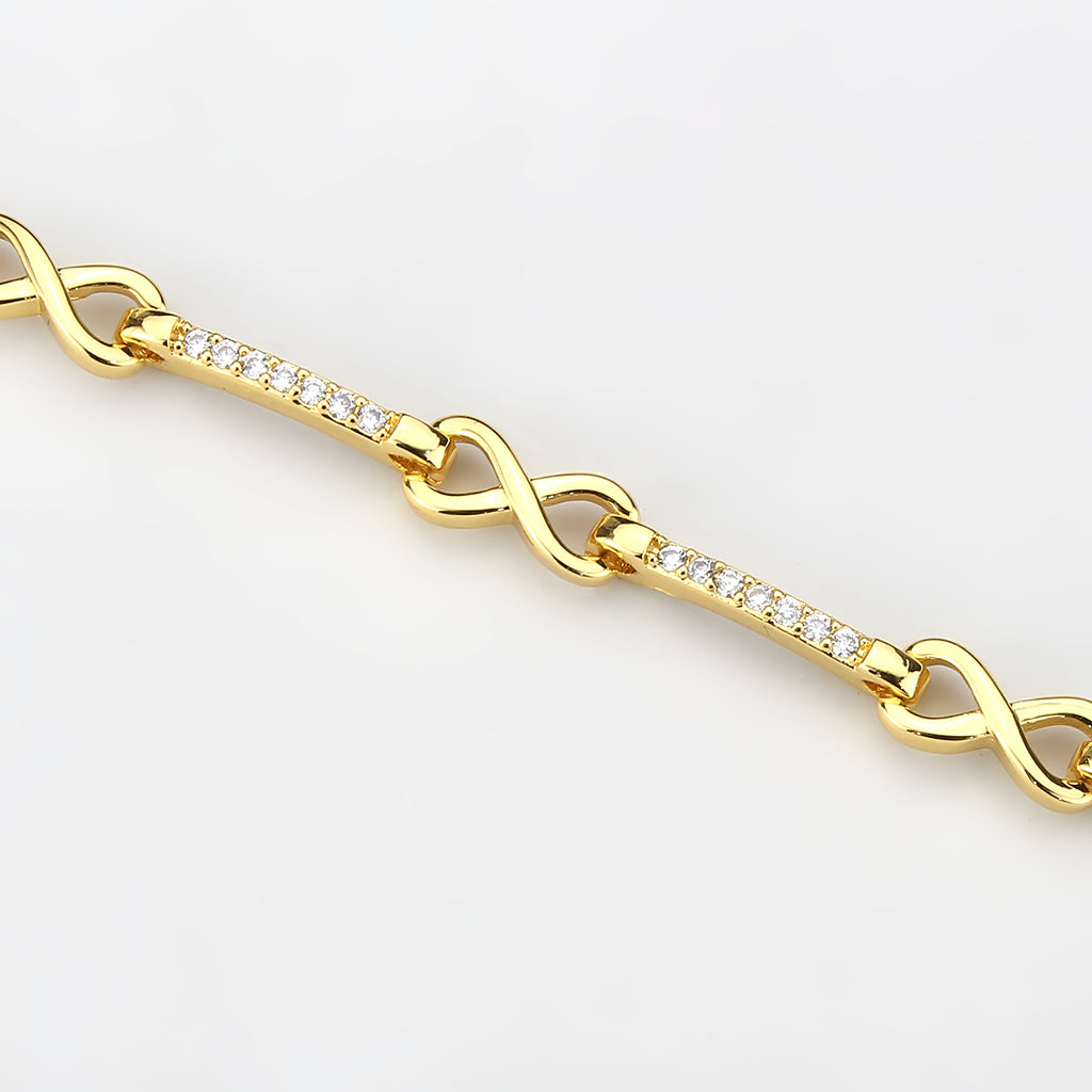 Flash Gold Brass Bracelet with AAA Grade CZ in Clear