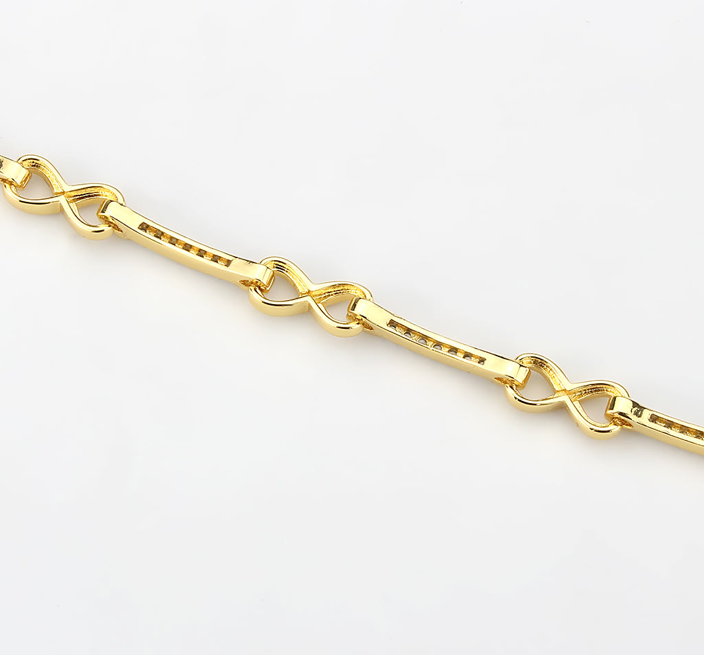 Flash Gold Brass Bracelet with AAA Grade CZ in Clear
