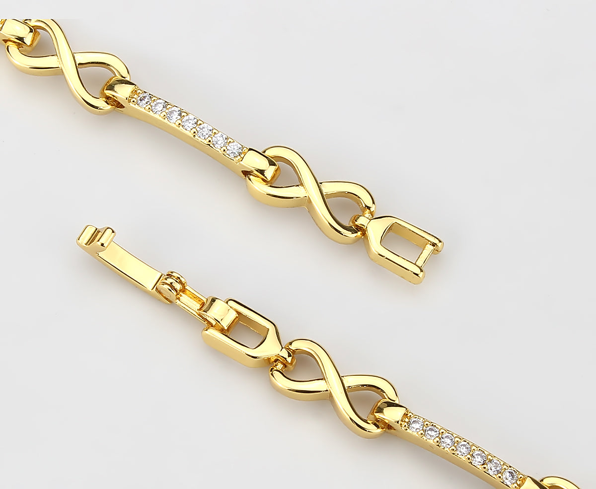 Flash Gold Brass Bracelet with AAA Grade CZ in Clear