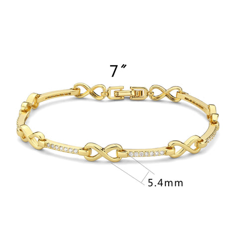 Flash Gold Brass Bracelet with AAA Grade CZ in Clear