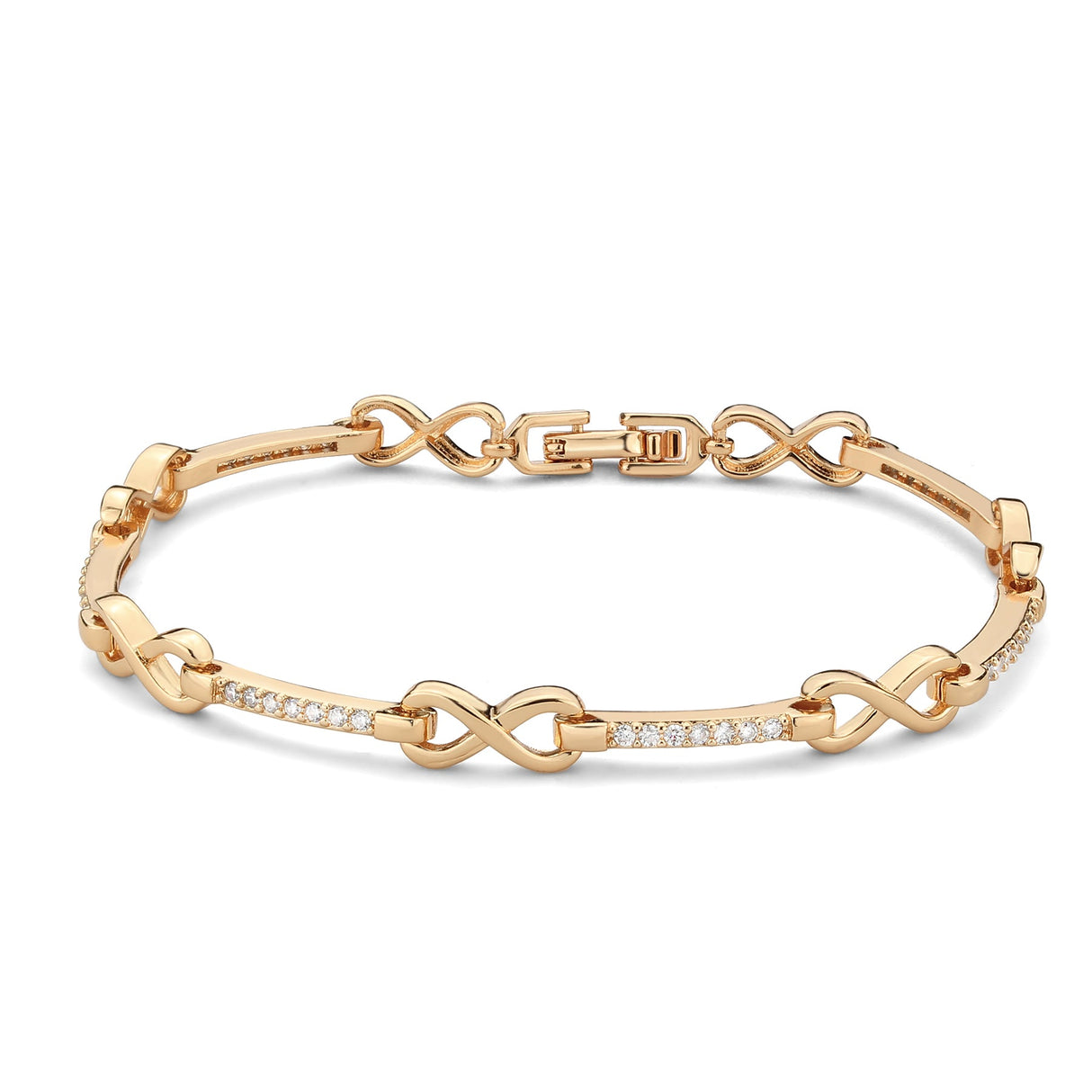 Flash Rose Gold Brass Bracelet with AAA Grade CZ in Clear