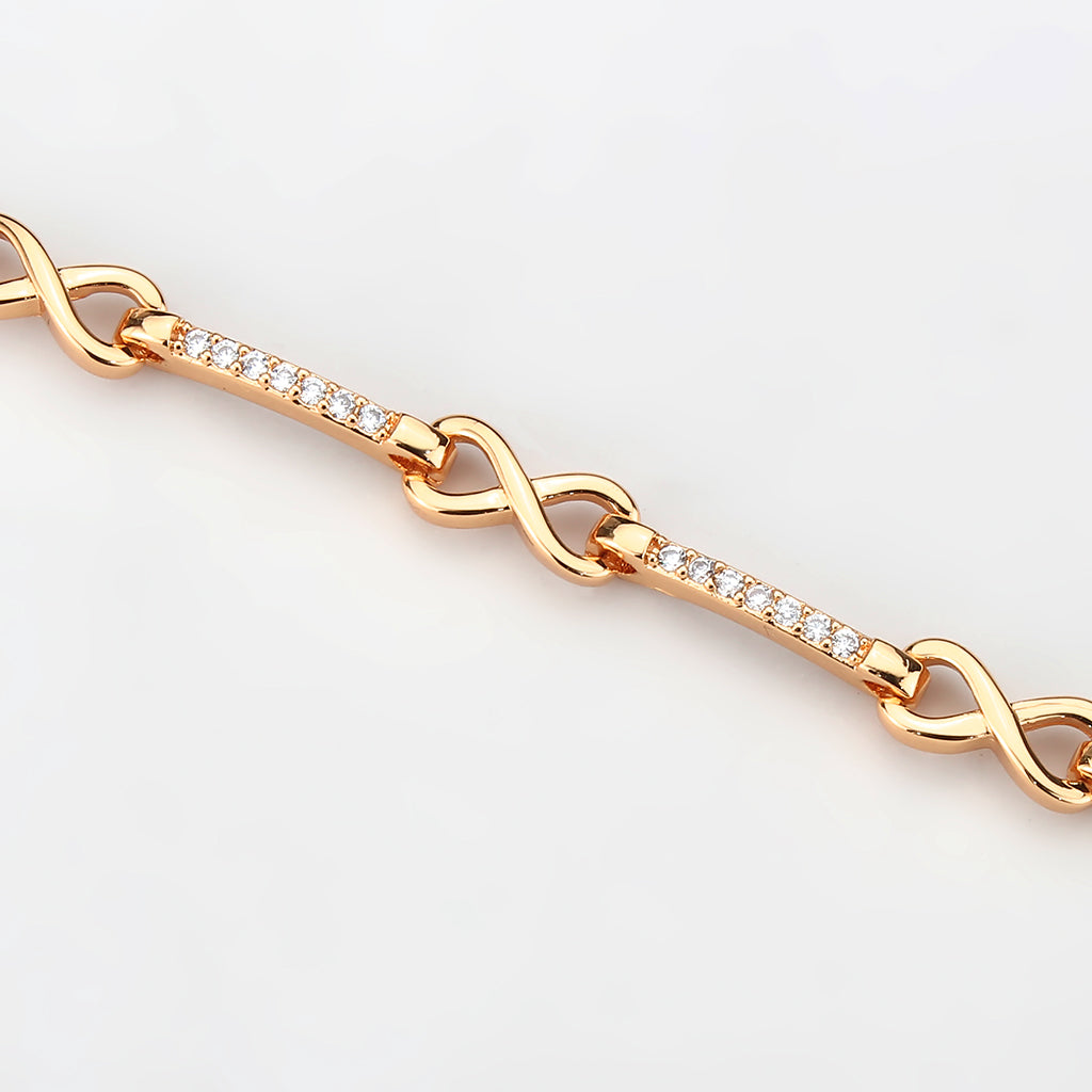 Flash Rose Gold Brass Bracelet with AAA Grade CZ in Clear