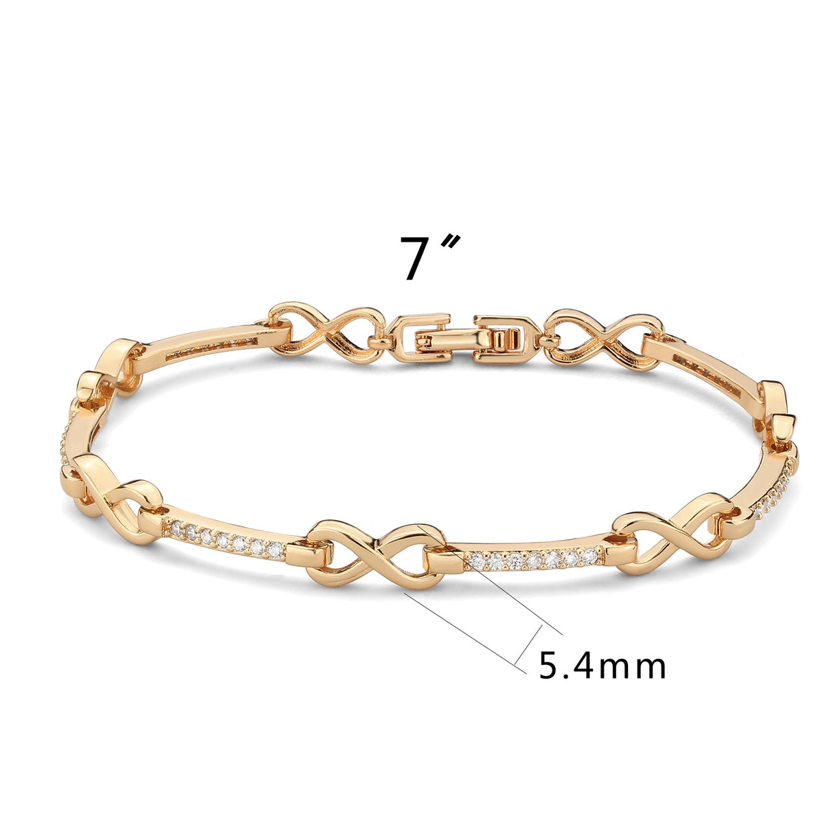 Flash Rose Gold Brass Bracelet with AAA Grade CZ in Clear