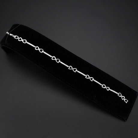 Rhodium Brass Bracelet with AAA Grade CZ in Clear