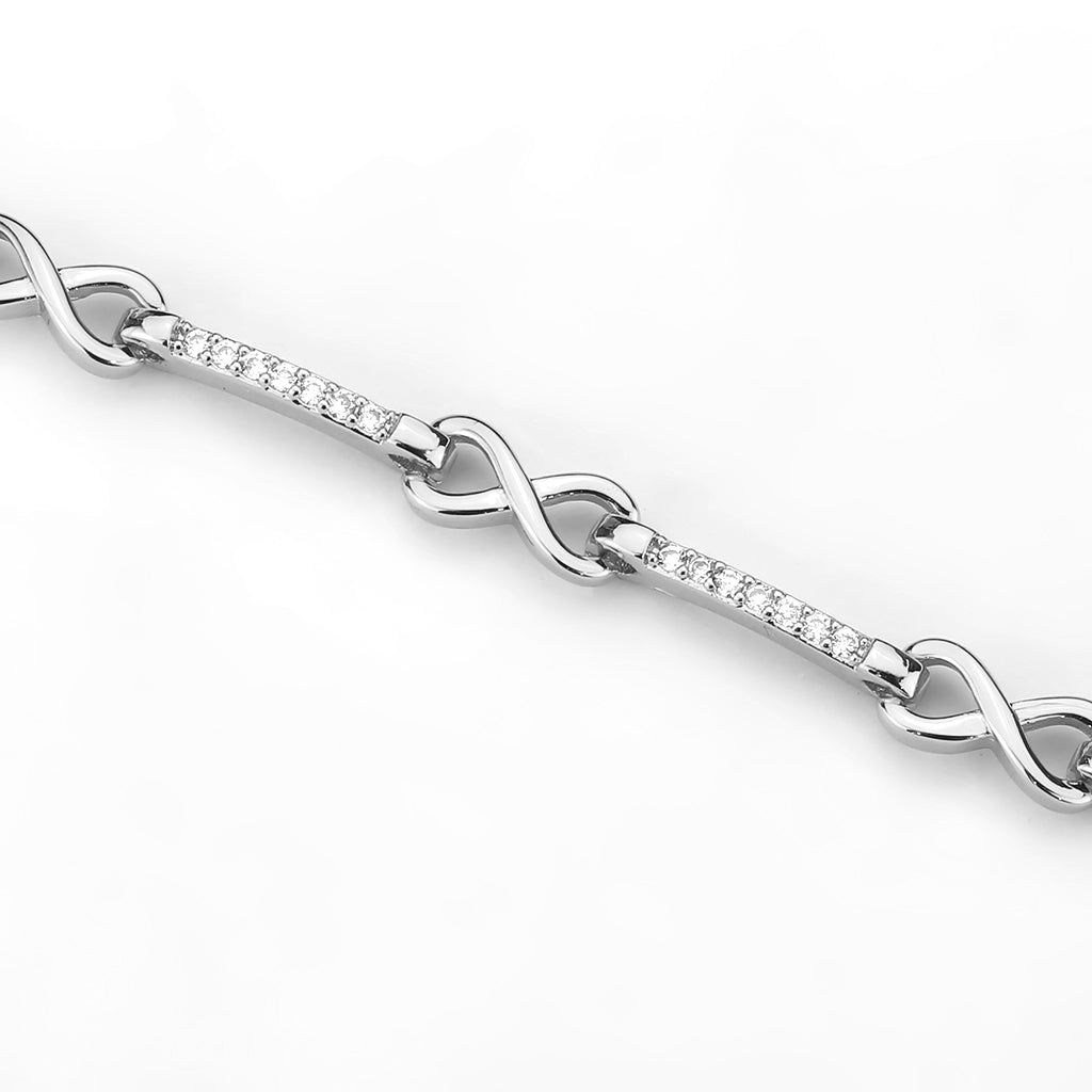 Rhodium Brass Bracelet with AAA Grade CZ in Clear