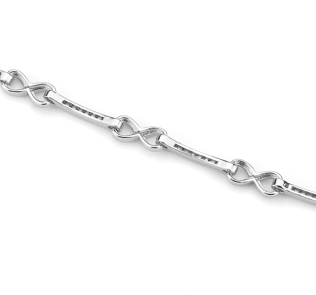 Rhodium Brass Bracelet with AAA Grade CZ in Clear