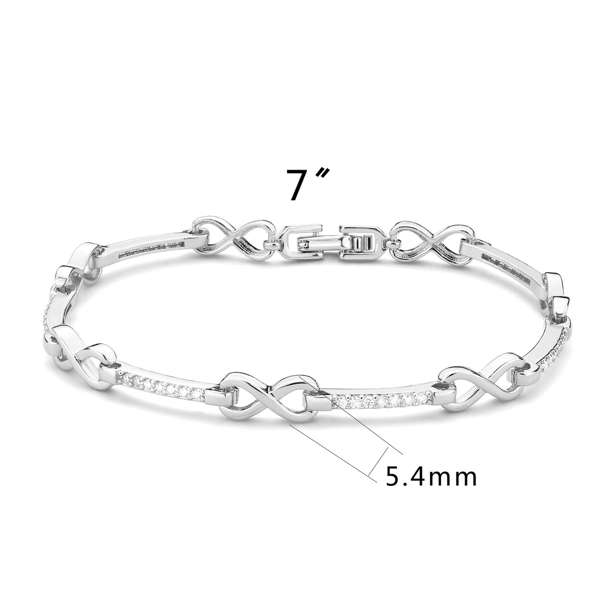 Rhodium Brass Bracelet with AAA Grade CZ in Clear