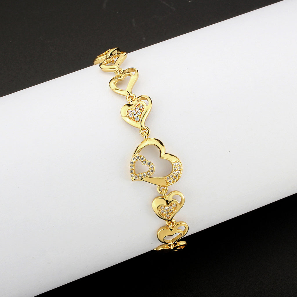 Flash Gold Brass Bracelet with AAA Grade CZ in Clear