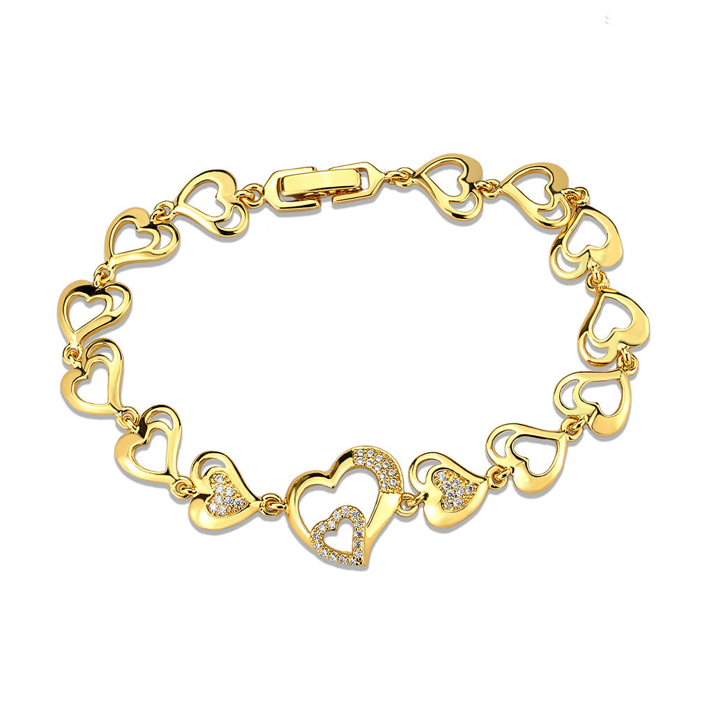 Flash Gold Brass Bracelet with AAA Grade CZ in Clear