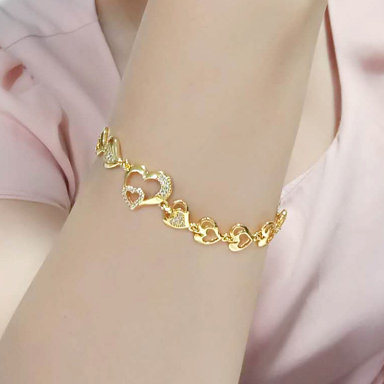 Flash Gold Brass Bracelet with AAA Grade CZ in Clear