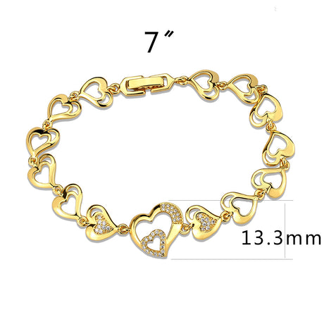 Flash Gold Brass Bracelet with AAA Grade CZ in Clear