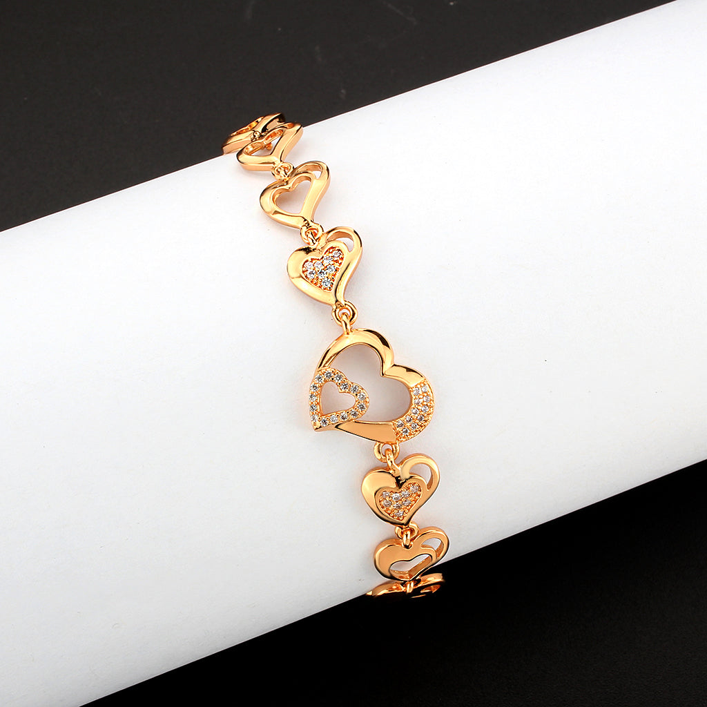 Flash Rose Gold Brass Bracelet with AAA Grade CZ in Clear