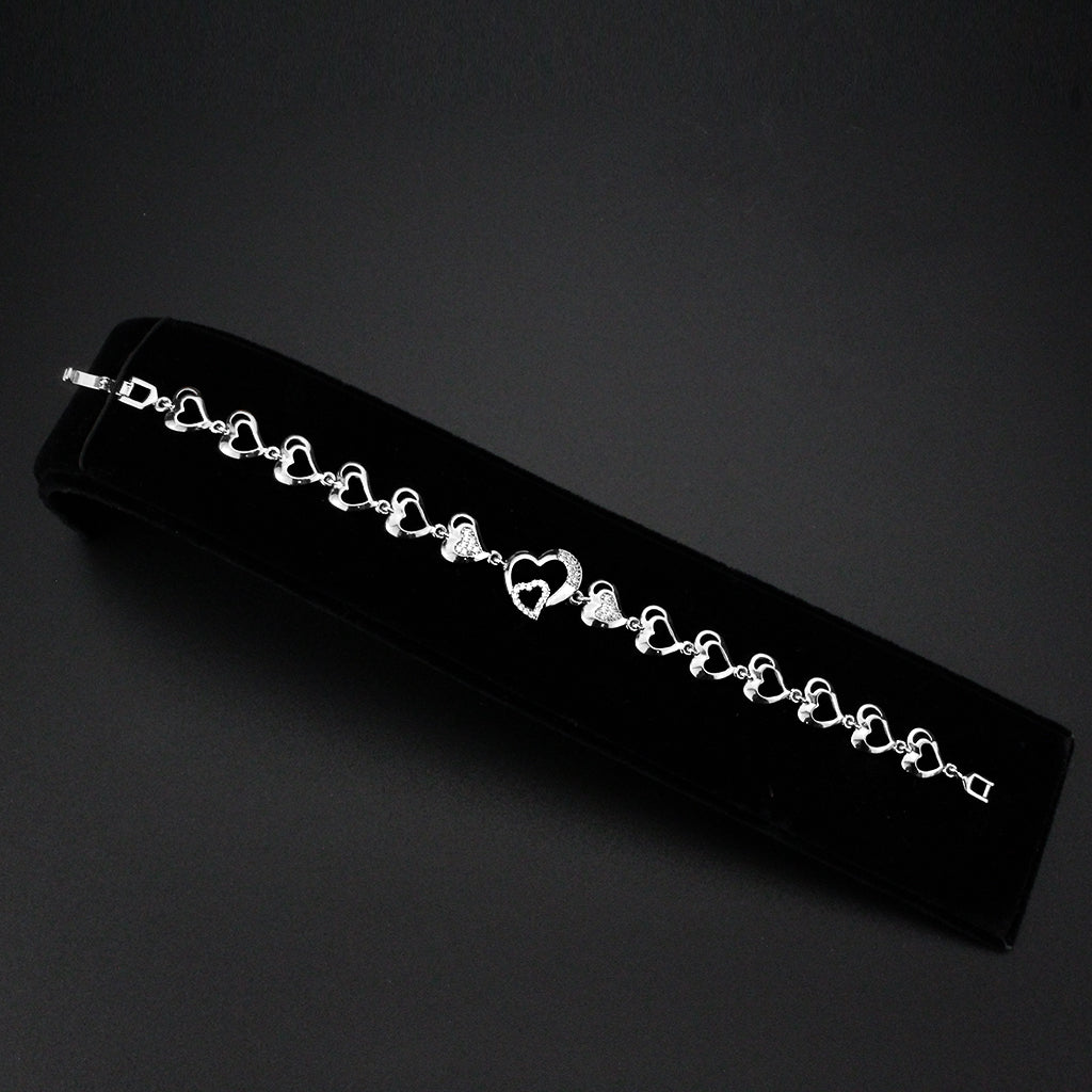 Rhodium Brass Bracelet with AAA Grade CZ in Clear