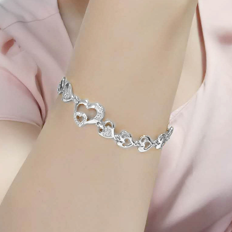 Rhodium Brass Bracelet with AAA Grade CZ in Clear