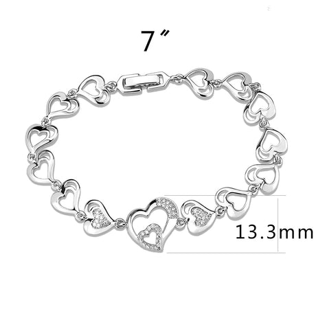 Rhodium Brass Bracelet with AAA Grade CZ in Clear