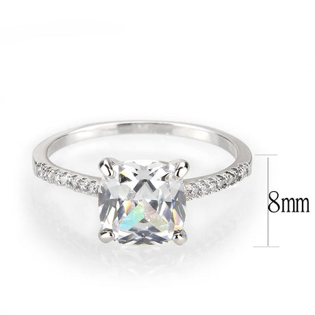 Rhodium Brass Ring with AAA Grade CZ in Clear