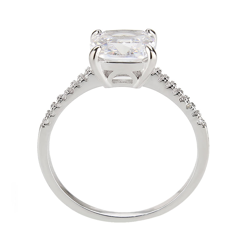 Rhodium Brass Ring with AAA Grade CZ in Clear