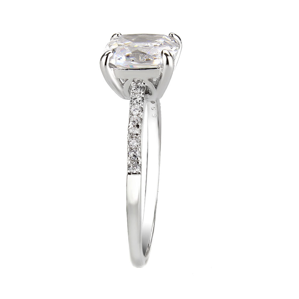 Rhodium Brass Ring with AAA Grade CZ in Clear