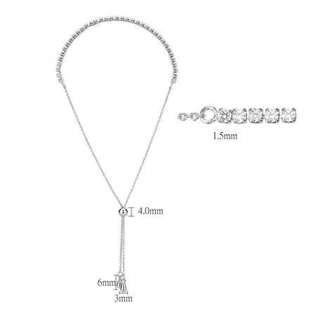 Rhodium Brass Bracelet with AAA Grade CZ in Clear