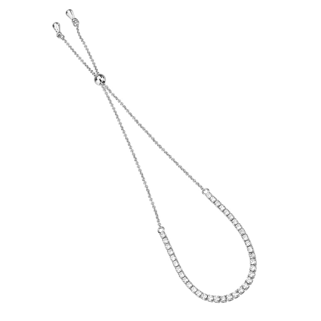Rhodium Brass Bracelet with AAA Grade CZ in Clear