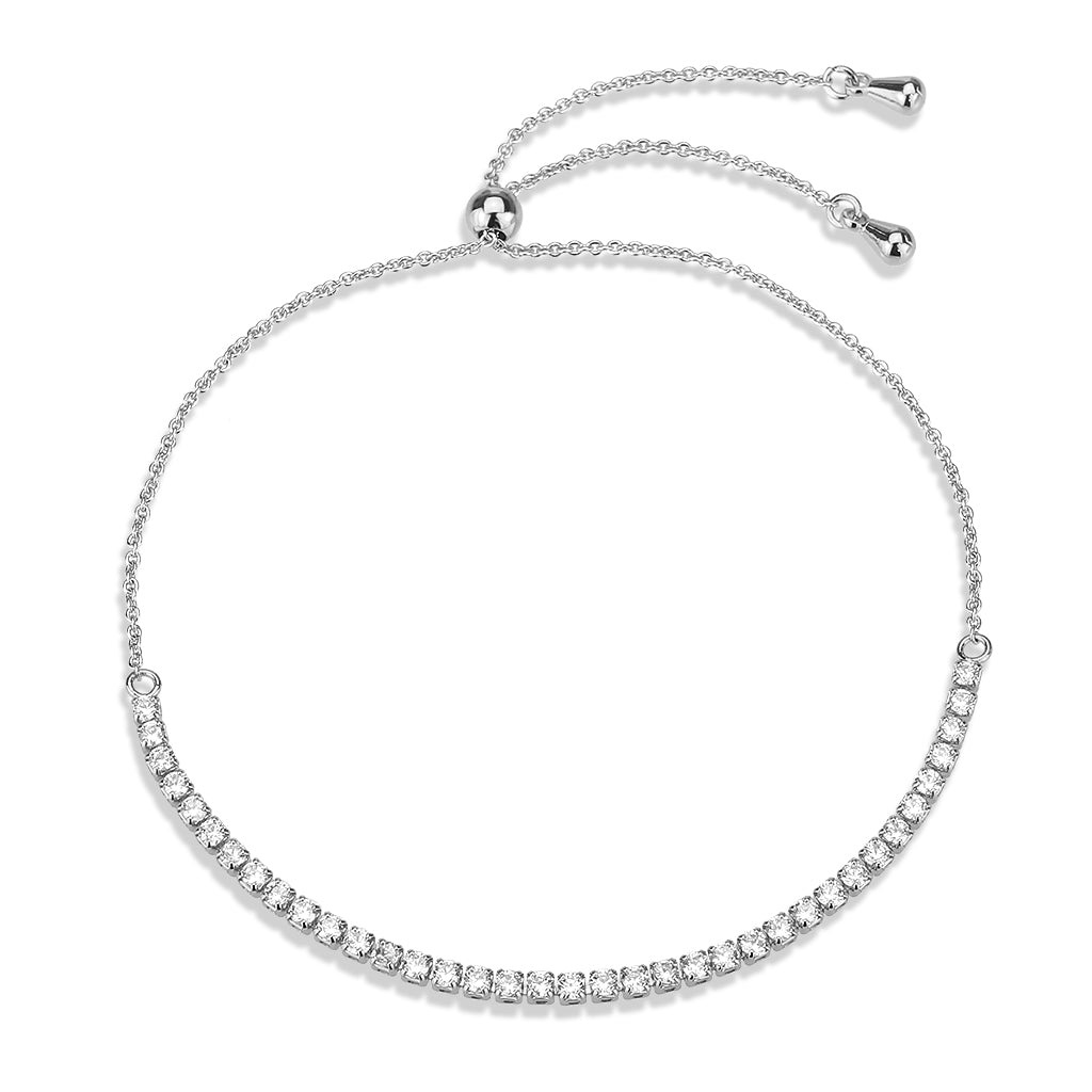Rhodium Brass Bracelet with AAA Grade CZ in Clear