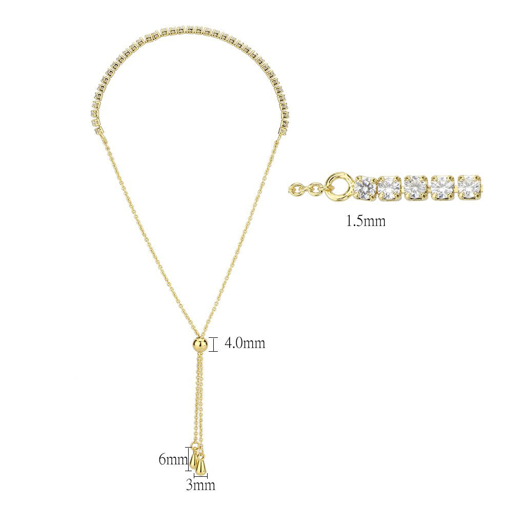 Gold Brass Bracelet with AAA Grade CZ in Clear