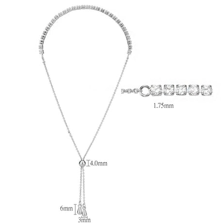 Rhodium Brass Bracelet with AAA Grade CZ in Clear