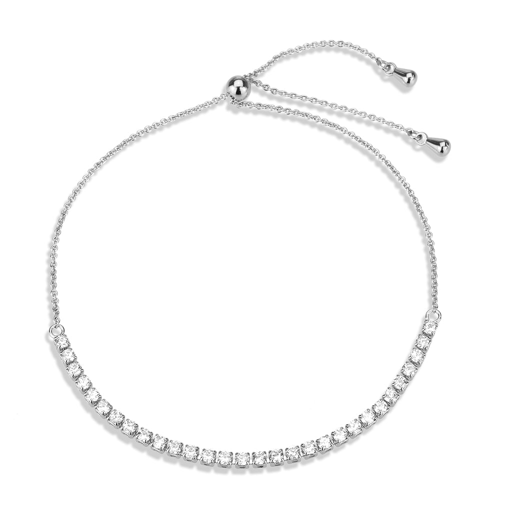 Rhodium Brass Bracelet with AAA Grade CZ in Clear