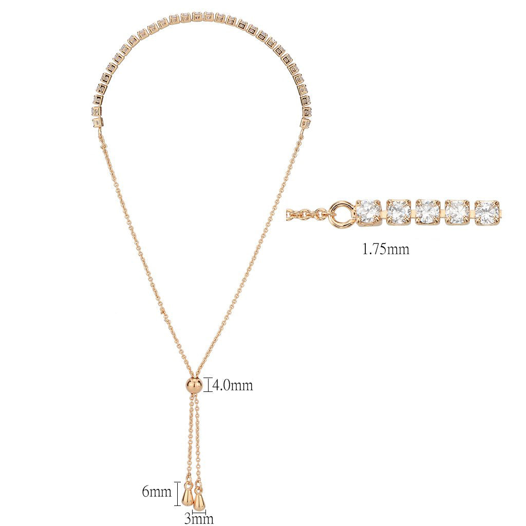 Rose Gold Brass Bracelet with AAA Grade CZ in Clear