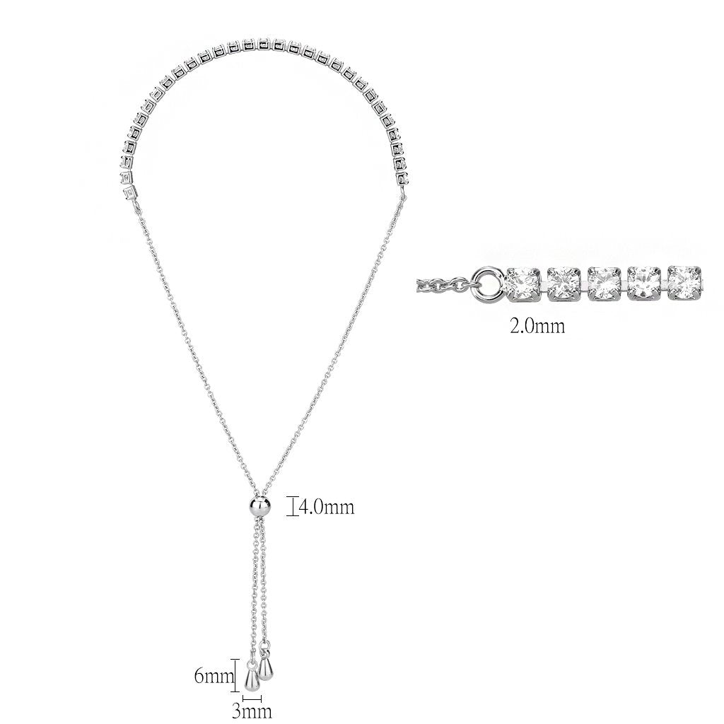 Rhodium Brass Bracelet with AAA Grade CZ in Clear