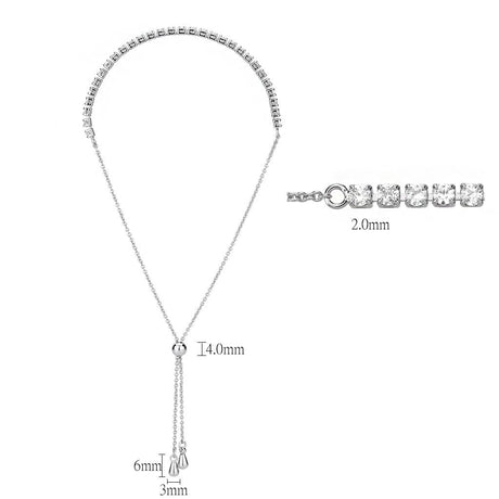 Rhodium Brass Bracelet with AAA Grade CZ in Clear