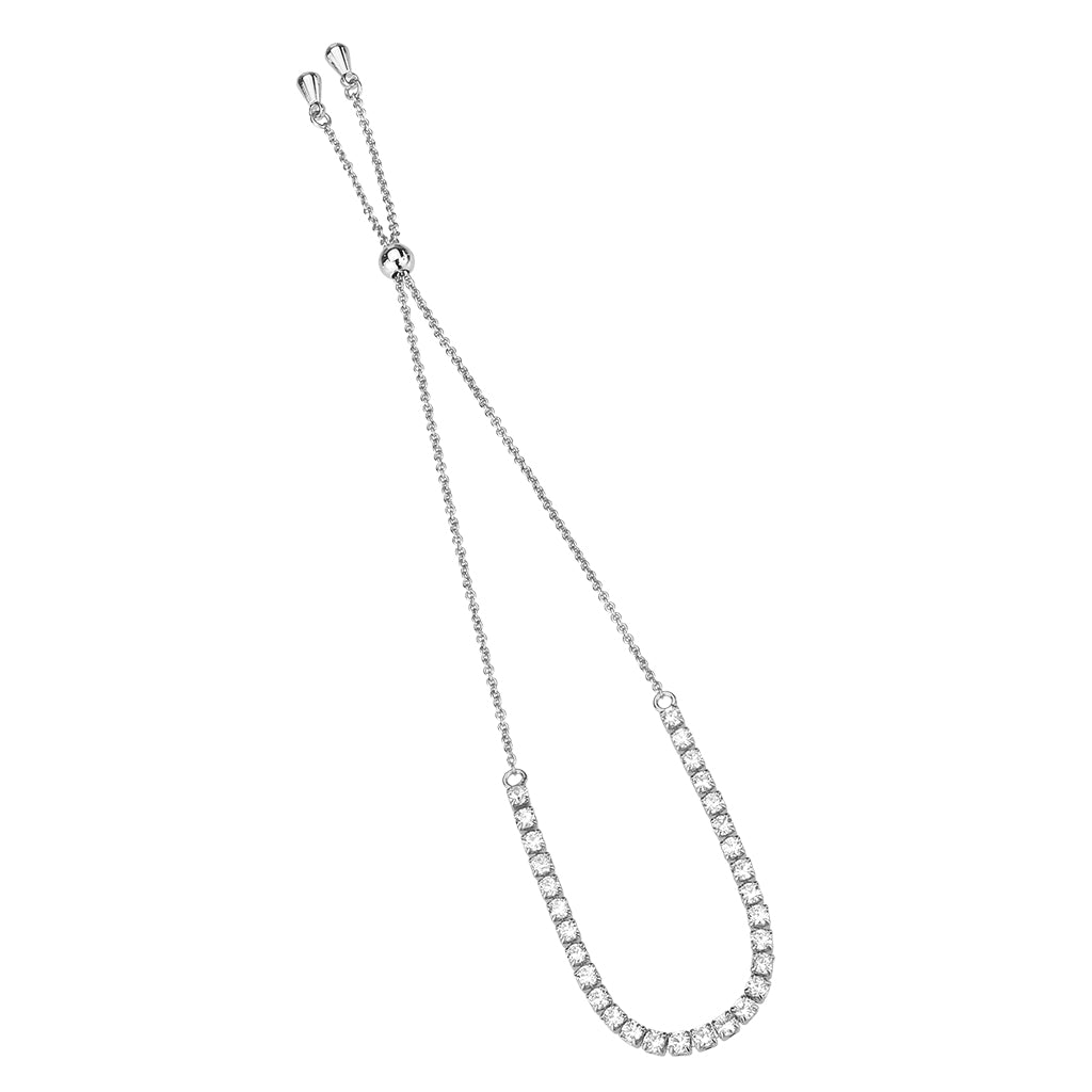 Rhodium Brass Bracelet with AAA Grade CZ in Clear