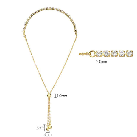 Gold Brass Bracelet with AAA Grade CZ in Clear