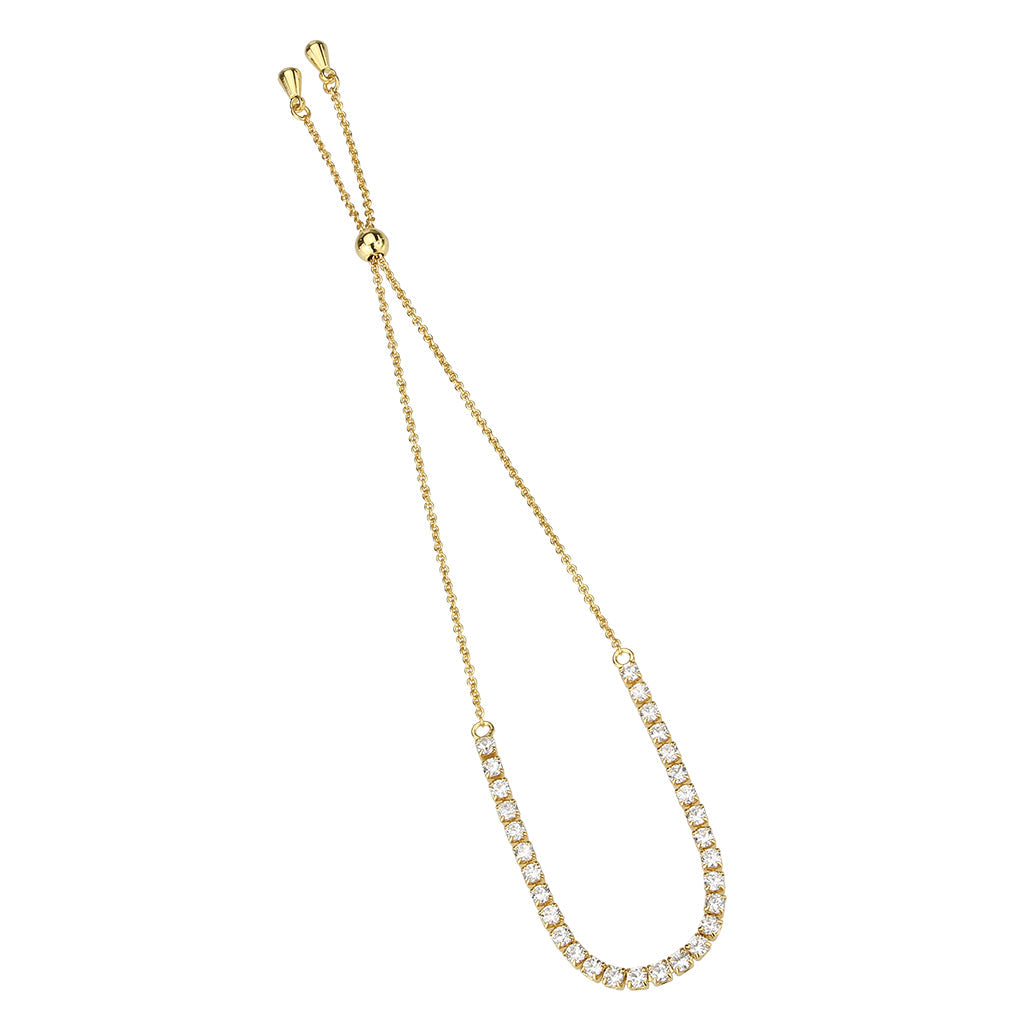 Gold Brass Bracelet with AAA Grade CZ in Clear