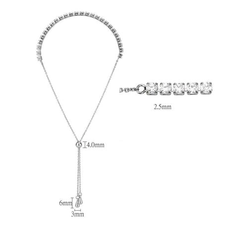 Rhodium Brass Bracelet with AAA Grade CZ in Clear