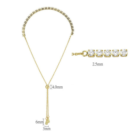 Gold Brass Bracelet with AAA Grade CZ in Clear