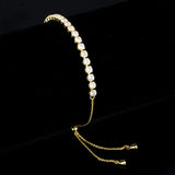 Gold Brass Bracelet with AAA Grade CZ in Clear