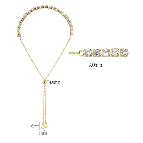 Gold Brass Bracelet with AAA Grade CZ in Clear