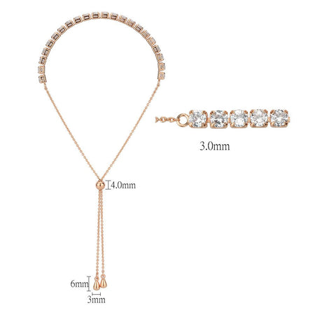 Rose Gold Brass Bracelet with AAA Grade CZ in Clear
