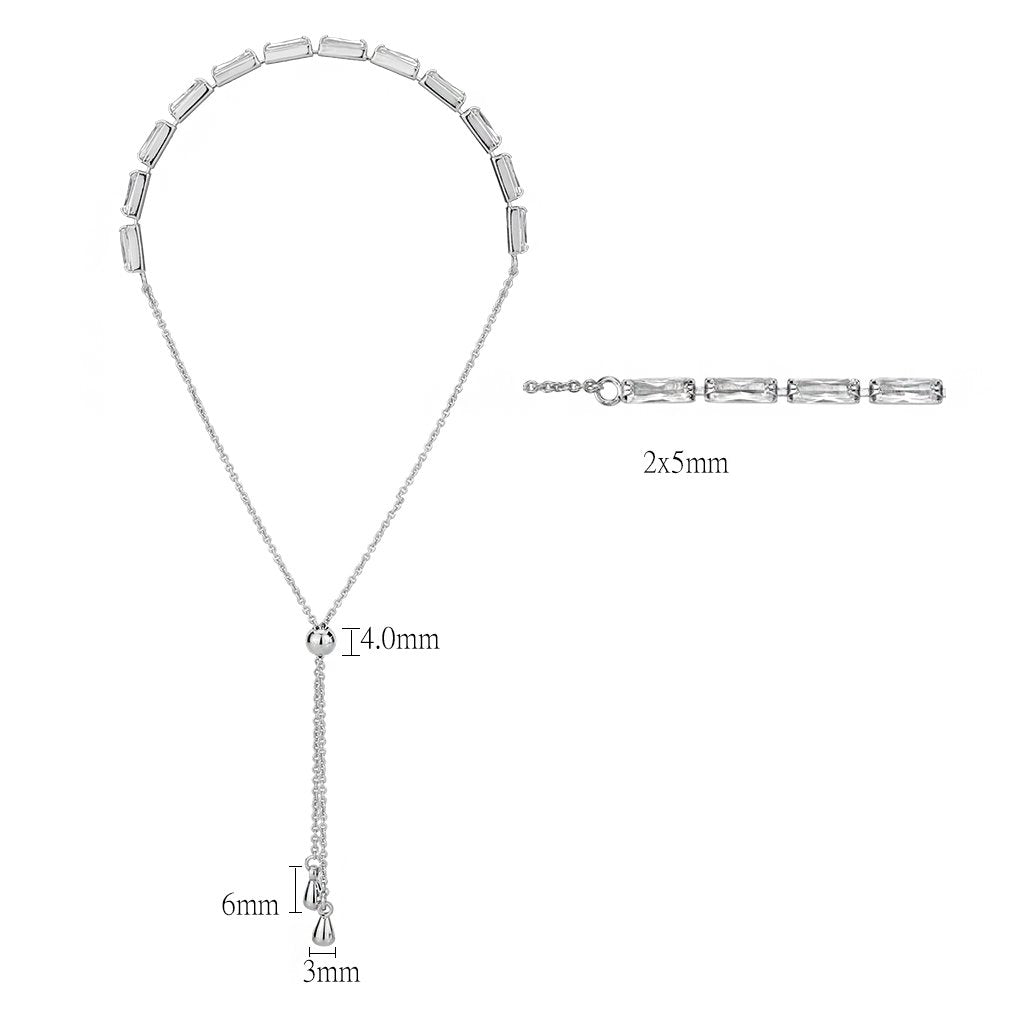Rhodium Brass Bracelet with AAA Grade CZ in Clear