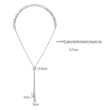 Rhodium Brass Bracelet with AAA Grade CZ in Clear