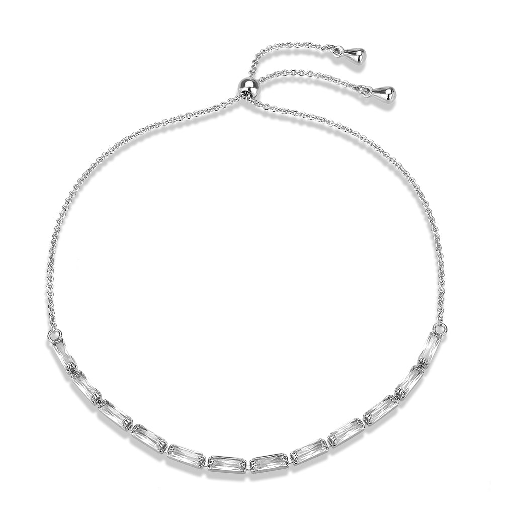 Rhodium Brass Bracelet with AAA Grade CZ in Clear