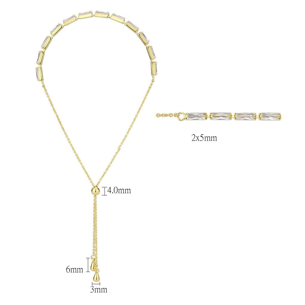 Gold Brass Bracelet with AAA Grade CZ in Clear