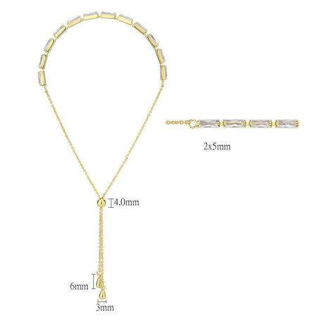 Gold Brass Bracelet with AAA Grade CZ in Clear